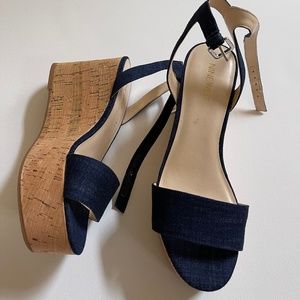 Nine West Wedges Cork Navy Size 8